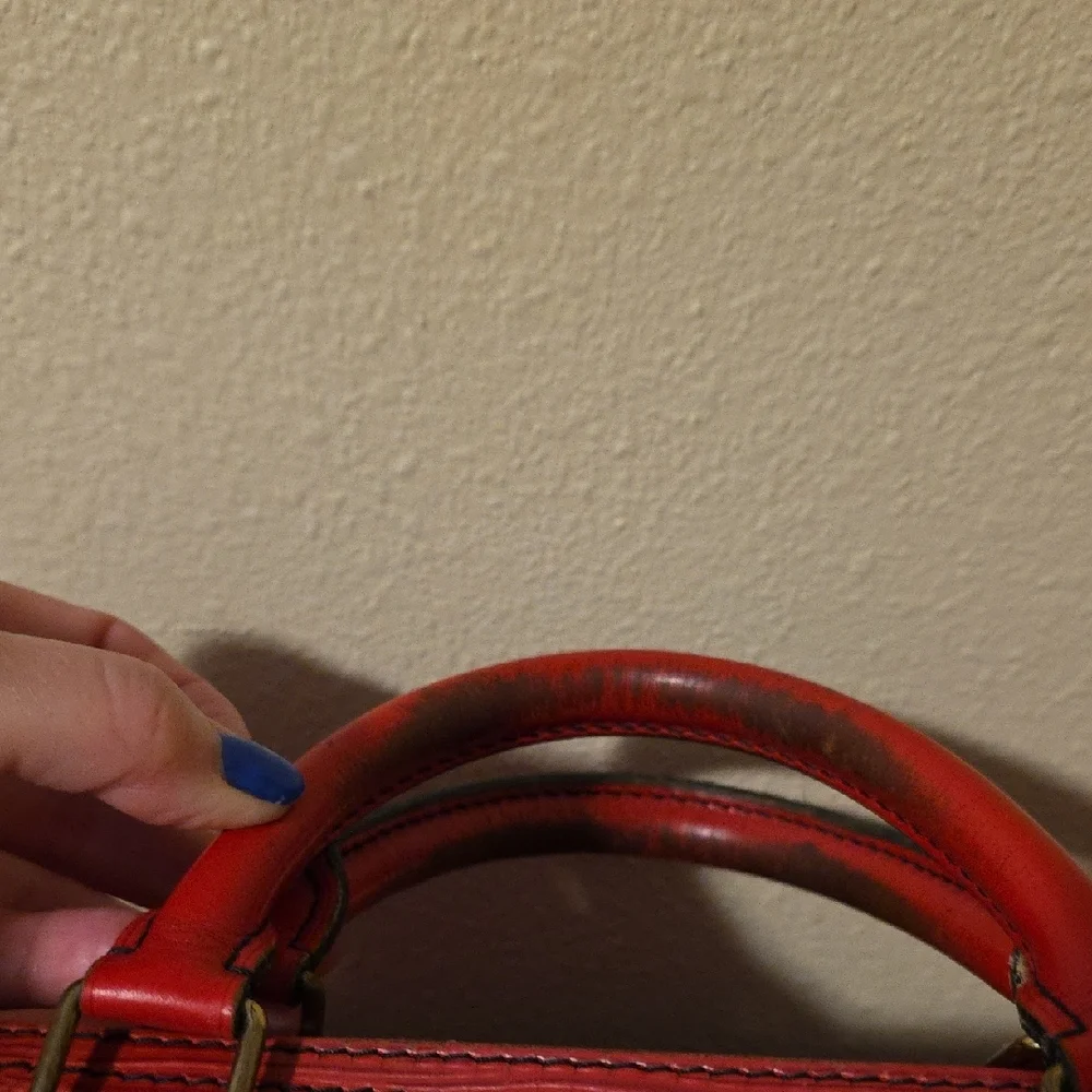 Epi Louis Vuitton Red Satchel Bag